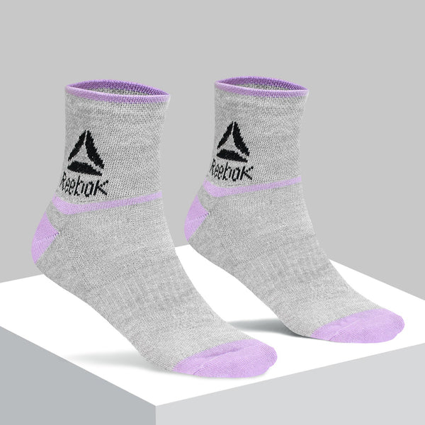 Reebok Ankle Socks Pack of 3 Grey & Purple